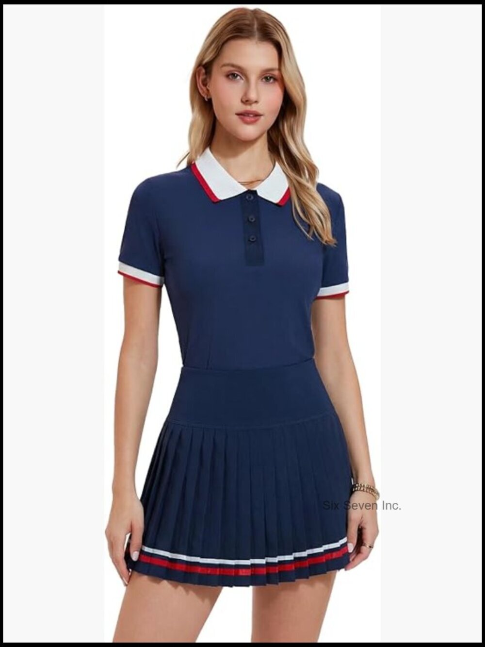 2 Piece Tennis Skirt Set with Pockets Golf Pickleball Athletic Workout Outfit